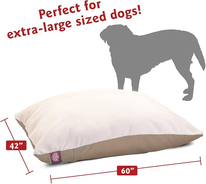 Majestic Pet Rectangle X-Large Dog Bed Washable – Removable Slipcover Pet Bed – Dog Crate Bed Super Value Pillow Dog Bed – Dog Kennel Bed for Sleeping - Dog Bed X-Large Breed 42 x 60 Inch – Khaki