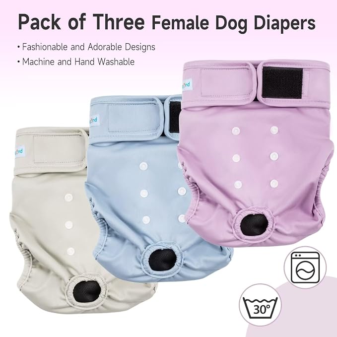 Paw Legend Washable Reusable Female Dog Period Diapers for Heat Doggie Puppy Diapers for Female Dogs (3 Pack, X-Large)