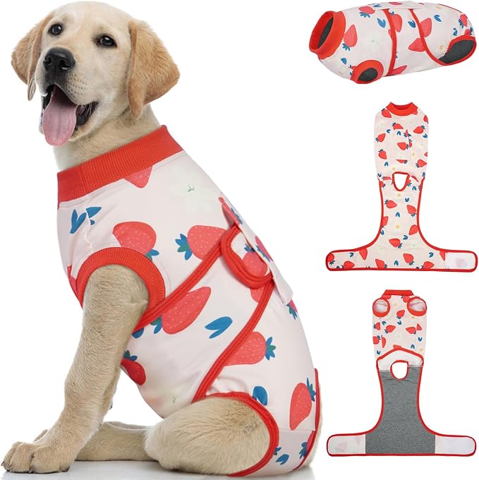 Kuoser Dog Surgery Recovery Suit, Pet Recovery Suit for Dogs Female Male Spay Neuter, Anti-Licking Dog Surgical Onesie for Abdominal Wounds Skin Issues, Dogs Bodysuit Cone E-Collar Alternative, L