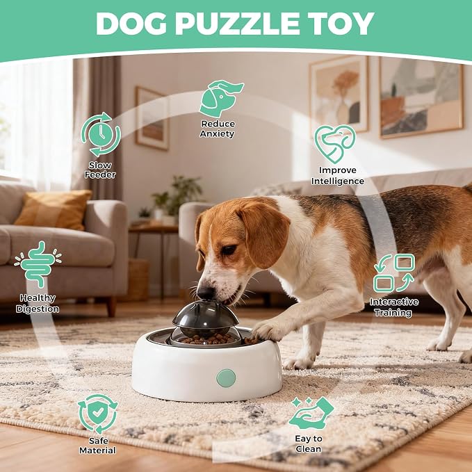 Interactive Dog Puzzle Toy, Slow Feeder for Large/Medium Dogs | IQ Training, Treat Dispensing, Brain Stimulation Enrichment, Dishwasher Safe, Anti-Slip