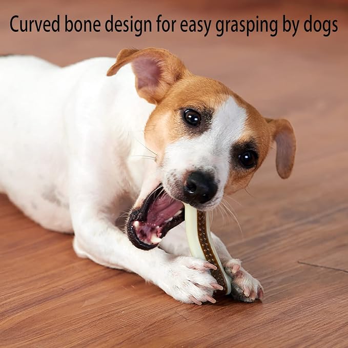 Dog Bones Chew Toys for Aggressive Chewers, 8 Pack Real Beef Flavor,Indestructible Dog Teething Chew Toys for Large/Medium/Small Puppies Breed,Tough Pet Toy with Durable Nylon