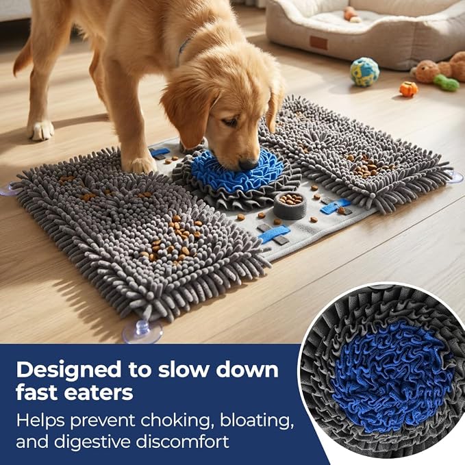 Muddy Mat® Double Chenille & Fleece Snuffle Mat for Dogs – 19x30 Interactive Snuffle Mat for Dogs Large Breed – Slow Feeding Mat for Training, Foraging & Stress Relief