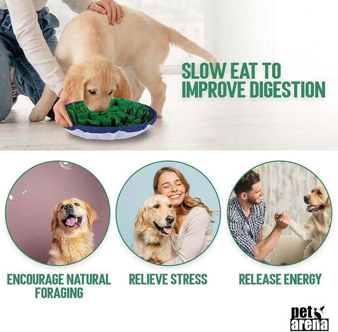 PET ARENA Snuffle Mat for Dogs - Adjustable Interactive Puzzle Toy for Large & Small Breed Slow Feeder for Mental Stimulation & Stress Relief Encourages Natural Foraging Ideal for Indoor & Outdoor Use