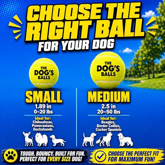 The Little Dog’s Balls Small Dog Tennis Balls 6-Pack Yellow Floats in Water | Our fetch balls combine non-abrasive felt exterior and a thicker rubber core Durable Dog Toy for Outdoor Play & Training