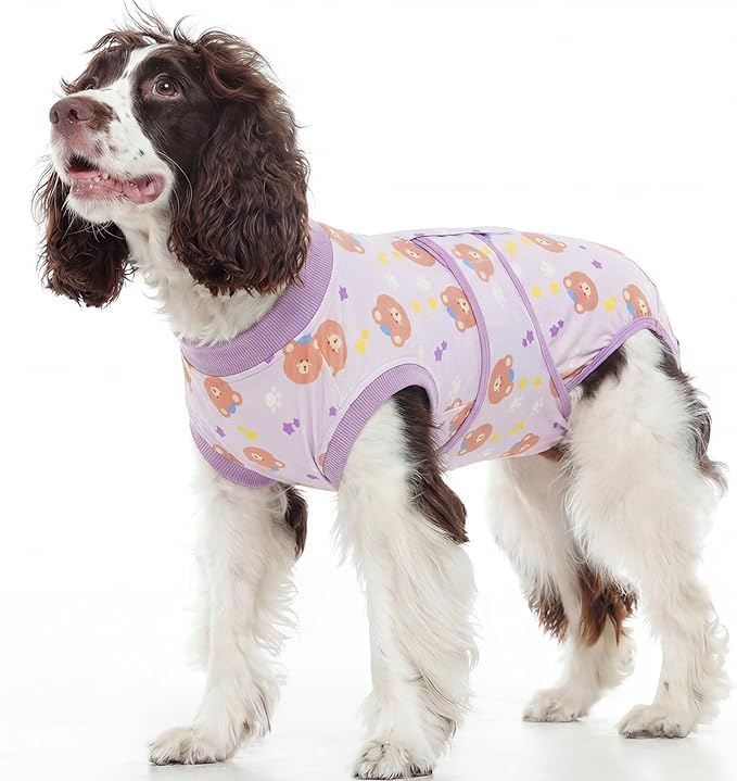 Kuoser Dog Surgery Recovery Suit, Soft Breathable Dog Recovery Suit for Female Spay Male Nueuter, Anti Licking Puppy Onesie Pet Surgical Suit for Dogs Abdominal Wounds Skin Disease, Bear M