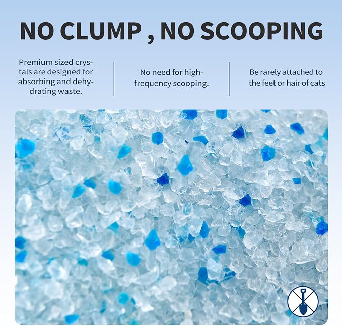 ABCPET Cat Litter Crystals No Clumping Odor Control Kitty Litter Non-Clumping No scooping Low Dust, Low Tracking, Dehydrates Waste - 17.2 lbs (4 x 4.3 lb Packs)