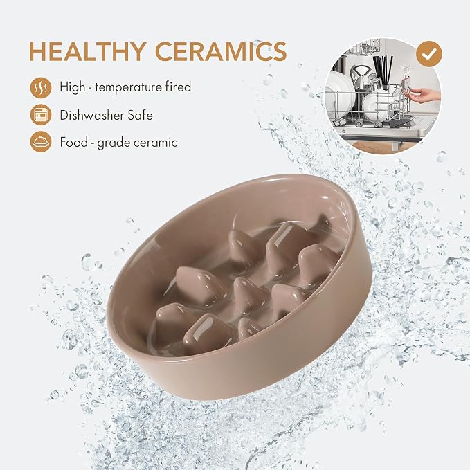 Havniva Ceramic Slow Feeder Dog Bowls, 0.9 Cups Dog Bowl Slow Feeding for Small Breed, 6.1inch Puzzle Dog Food Bowl Slow Feeder Non-Slip Anti-Gulping and Anti-Choking Reduces Bloating