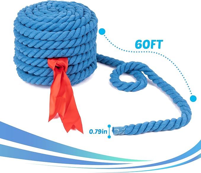 60FT Tug of War Rope,Tug a War,Tug of War Rope Adult with 10 Medals,2 Flags,Whistle,2 Hooks,Demarcation,Ribbon and Storage Bag,Outdoor Backyard Game,Team Game