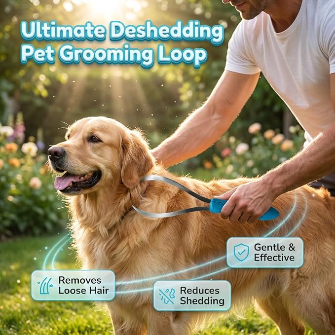 Deshedding Pet Grooming Loop, Dual-Sided Stainless Steel Shedding Blade, Ergonomic Anti-Slip Handle, Pet Pro Grooming Tool for Dogs, Cats & Large Animals (3)