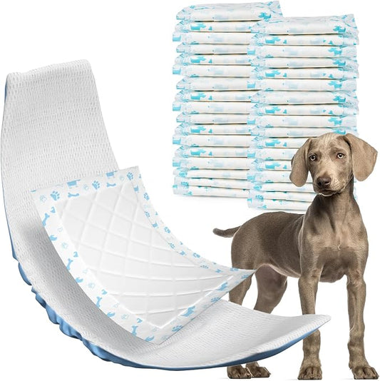 MICOOYO Dog Diaper Liners, Dog Diaper Pads, Disposable Dogs Booster Pads for Puppy, Belly Band Dogs Diapers Liners Male Doggie Diapers Inserts (Blue, L, 25Count)