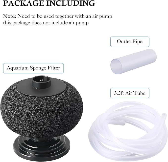 HITOP 110GPH Aquarium Air Pump and 7in Bio Sponge Filter