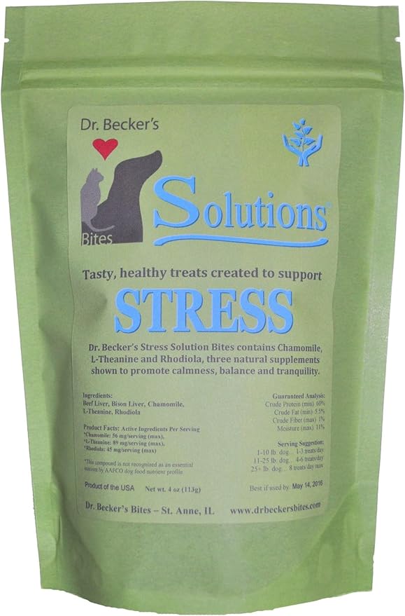 Dr Becker's Stress/Calming Solution Bites Treats - Natural Supplement for Dogs