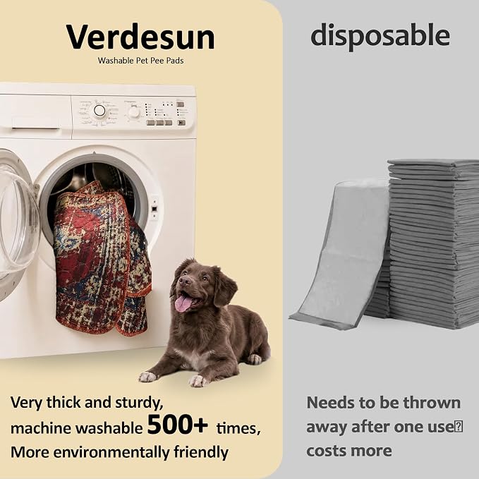 Washable Pee Pads for Dogs, Reusable Puppy Potty Training Pads, Ultra-Absorbent Thick Waterproof Leak-Proof Non-Slip Pads & Mat for Crate, Playpen, Floor, Whelping & Housebreaking , 2 Pack 54"x54"