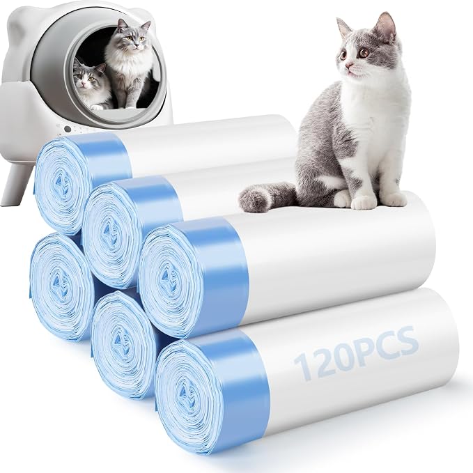 120 Pack Cat Litter Bags & Silicone Cat Litter Mat