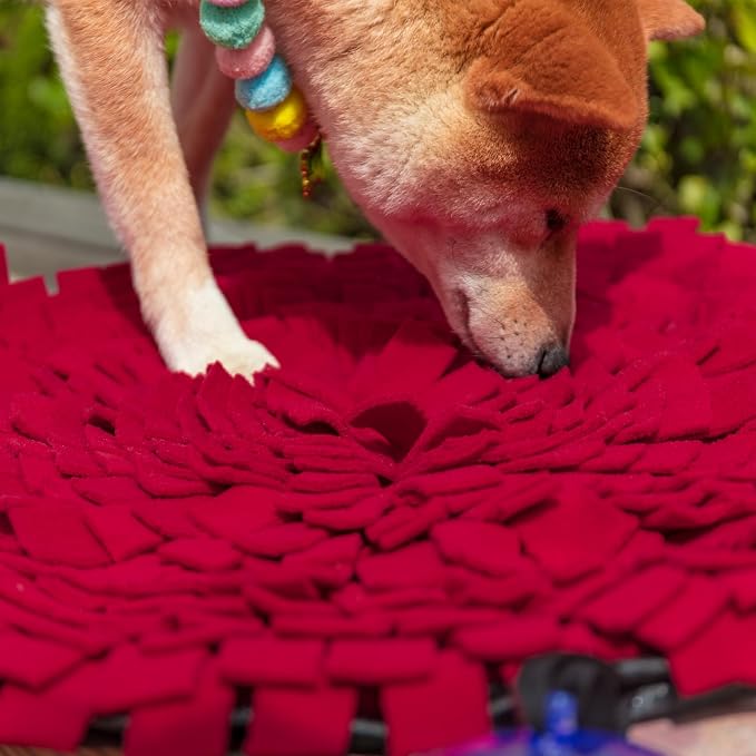Snuffle Mat for Red Dogs Apple 22"×18" Large Washable Slow Feeder Interactive Puzzle Toy for Encourages Foraging Skills Stress Relief Boredom Buster for Small Medium Large Dogs Cats Pets