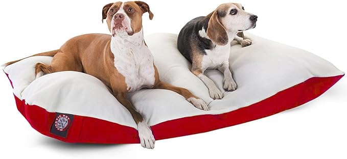Majestic Pet Rectangle X-Large Dog Bed Washable – Removable Slipcover Pet Bed – Dog Crate Bed Super Value Pillow Dog Bed – Dog Kennel Bed for Sleeping - Dog Bed X-Large Breed 42 x 60 Inch – Red