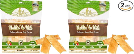Fieldcrest Farms Nothin to Hide Flip Chips Chews for Dogs - All Natural Rawhide Alternative Treats for Dogs, Chicken, Beef or Peanut Butter Flavor Snack for All Breed Dogs (Chicken, 8.5 Oz)