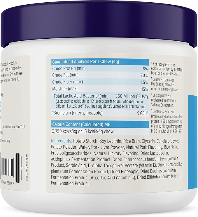 Vetnique Glandex Dog Probiotic Chews, Daily Probiotics for Dogs 5 Strains, Prebiotics & Digestive Enzymes for Gut & Immune Health, Vet Formulated for Occasional Diarrhea (60ct Chews, Probiotic Chews)