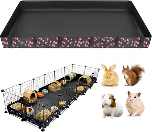 DZWLKJ Guinea Pig Cage Liner,Washable Tarp Bottom Base,Cherry Graphic,24"x72", Reusable for Rabbit, Chinchilla, Hedgehog, Ferret & Other Small Animals.