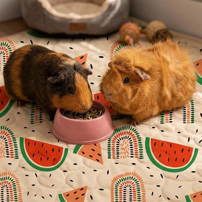 Guinea Pig Bedding, 49x24in 2 Pack Washable Guinea Pig Cage Liners, Waterproof Reusable & Anti Slip, Super Absorbent Guinea Pig Pee Pad for Midwest Cage, Small Animal, Rabbit, Bunny, Beige