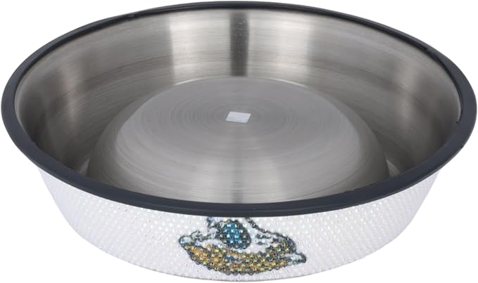 The Memory Company Officially Licensed Stainless Steel Pet Bowl, Premium Bling Team Logo Dog & Cat Food & Water Dish, Non-Slip Rubber Base, for Large/Small Breeds
