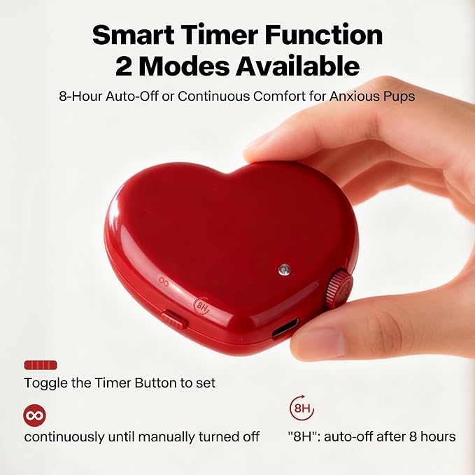 Pet Prime Rechargeable Heartbeat Simulator for Anxiety Dogs with Auto 8H Timer & Adjustable Speed,Suitable for Heart Beat Plush Toys