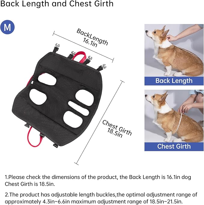 Wakytu Dog Emergency Rescue Sling - Lightweight Packable Lift Harness with Handle - Safe Transport for Small Medium Dogs - Ideal for Hiking Skiing（8.5-17.5lbs）