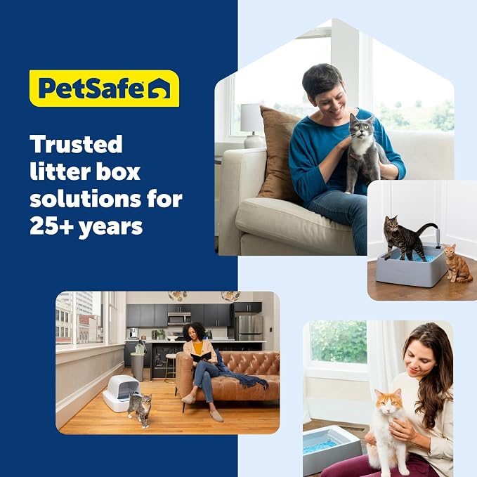 PetSafe Disposable Litter Box with Litter - Collapsible, No-Mess Box with Reliable, Leak-Proof Protection & Superior Odor Control - Includes 4.3 lb Bag Crystal Pebbles & 8 Disposable Scoops