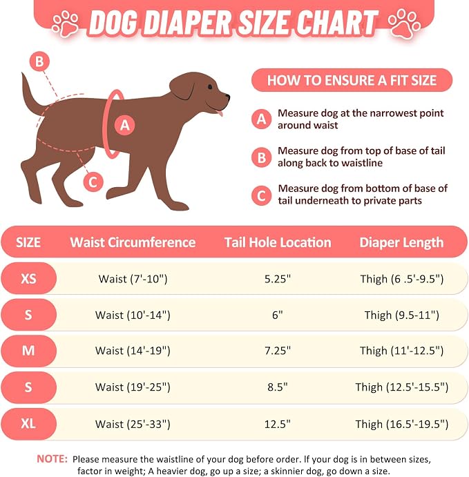 Female Dog Diapers 3 Pack Washable Dog Diapers Female Dog Diaper that Stay on Dog Diaper Female with Suspenders Reusable Doggie Diapers for Heat, Incontinence and Puppy Training (Large)