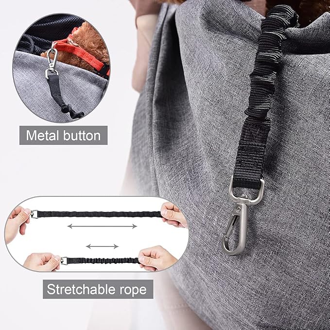 Dog Cat Sling Carrier Adjustable Padded Shoulder Strap with Mesh Pocket for Outdoor Travel (Grey, L - 8 to 15 lbs)