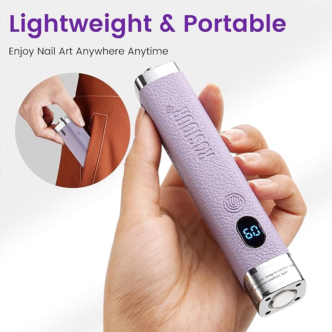 Handheld Mini UV Light for Nails: Flash Cure UV Led Nail Lamp with Cat Eye Magnet- Hand Held Fast Dry Single UV Lamp Pen with Auto Sensor for Manicure Home Salon (Purple)
