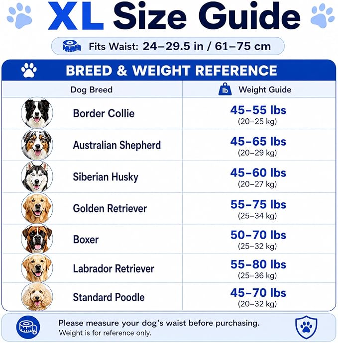 Male Dog Diaper Disposable Wraps for Waist 24–29.5 in,22 Count Leakproof, Super Absorbent, Adjustable Fit, Wetness Indicator, XL