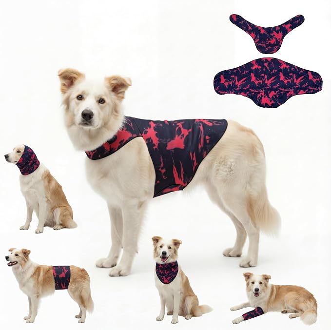 DAJIDALI® Dog & Cat Anxiety Vest & Spay Recovery Suit – Silent Adjustable Calming Wrap for Surgery & Thunderstorms – 2-Piece Cone & Recovery Onesie Alternative