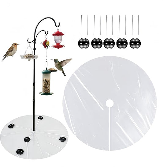 Bird Seed Catcher for Pole - 47.24" Clear PE Outdoor Mat for Under Bird Feeder, Waterproof Tear-Resistant Seed Catcher for Under Bird Feeder, Fits Shepherd Hooks, Lawn Protector for Garden Patio
