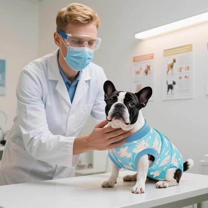 Kuoser Recovery Suit for Dogs Cats After Surgery, Professional Pet Recovery Shirt Dog Abdominal Wounds Bandages, Substitute E-Collar & Cone,Prevent Licking Dog Onesies Pet Surgery Recovery Suit
