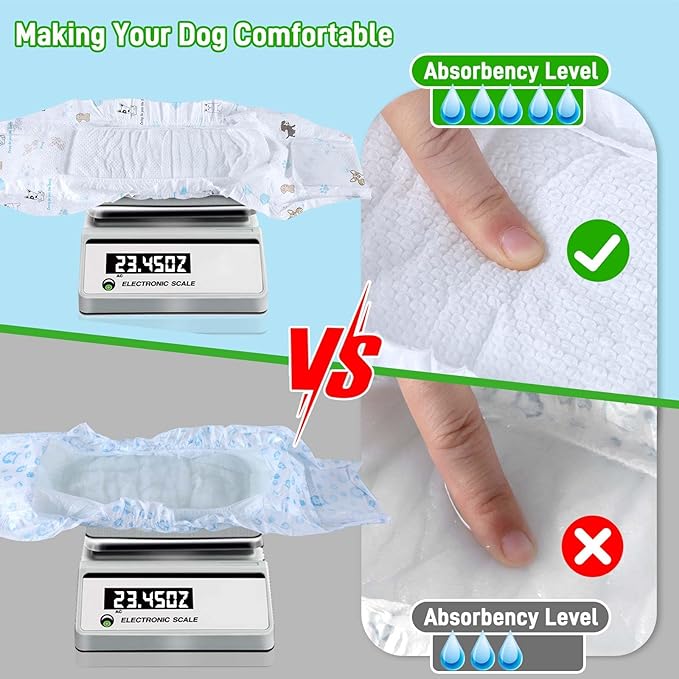 Dog Diapers Male Disposable Super Absorbent, 50 Count, Male Dog Wraps Leak Proof, Ultra Dry & Breathable, Large
