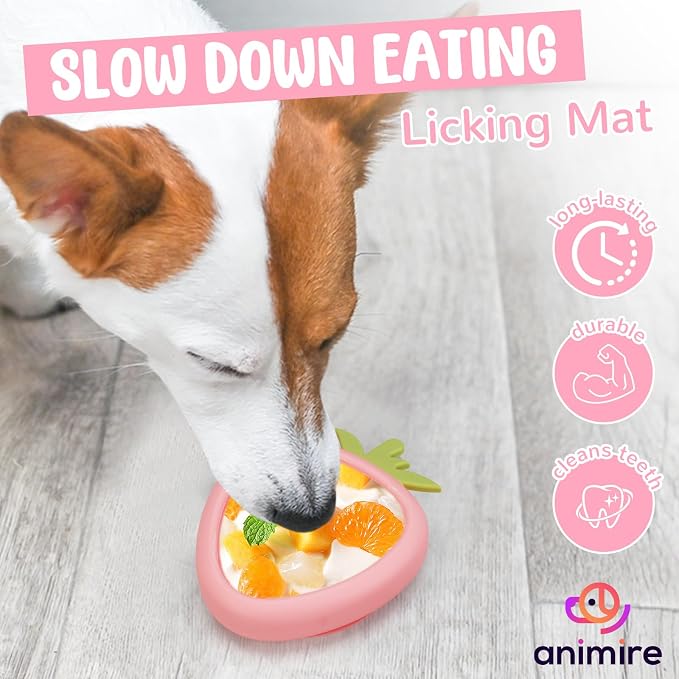 Freeze Dog Lick Bowl, Animire Non-Slip Slow Feeder Lick Mat for Dogs, Silicone Dog Enrichment Bowl for Distraction Anxiety Relief Boredom, BPA Free, Dishwasher Safe(Pink,L)