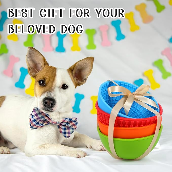4 Pcs Dog Enrichment Lick Bowls Silicone Freeze Bowls Interactive Cat Licking Mats Slow Feeders for Cat Pet Oral Health for Boredom Anxiety Relief, Calming