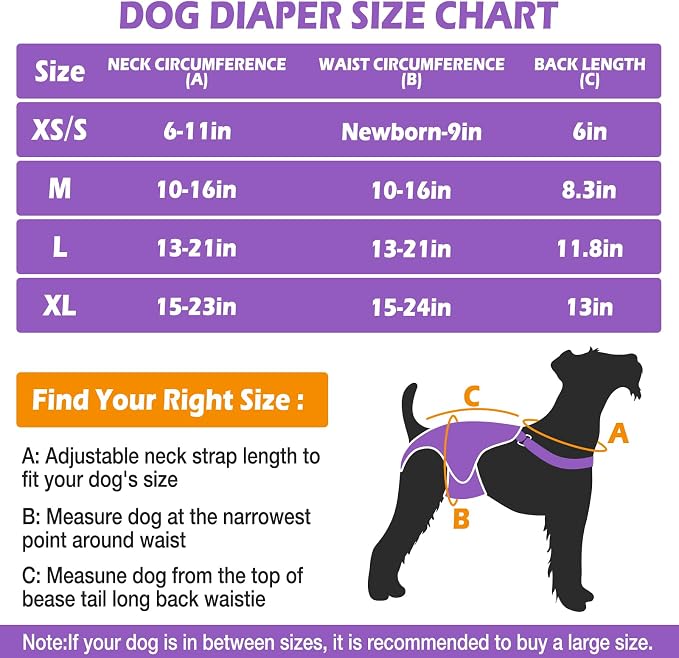 Jollywoods 3 Pack Washable Female Dog Diaper Onesie Sanitary Pantie with Adjustable Suspender, Reusable Fixed Doggie Diapers, Super Absorbent Leakproof for Small Medium Large Dog in Heat Cycle L