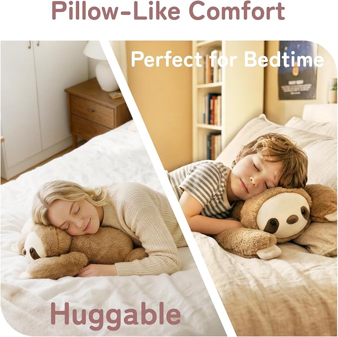 Niuniu Daddy 3.3lb Large Weighted Stuffed Animal for Kids Adults, Weighted Sloth Body Pillow for Sensory Support, 20in Cute Plush Toy for Birthday Valentine Gift Box Bag Stickers Included