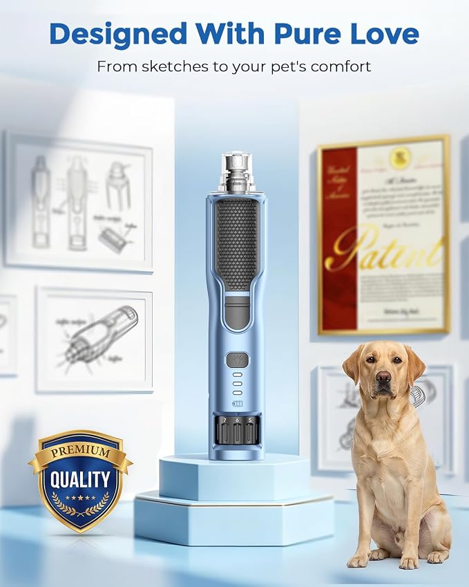 7-Speed Dog & Cat Nail Grinder with Light - Ring LED Safe to Avoid Overcut, Quiet Low Vibration & Powerful Fast, Cordless Rechargeable Toenail Trimmer for Small & Large Puppy & Breeds Paws(Orange)