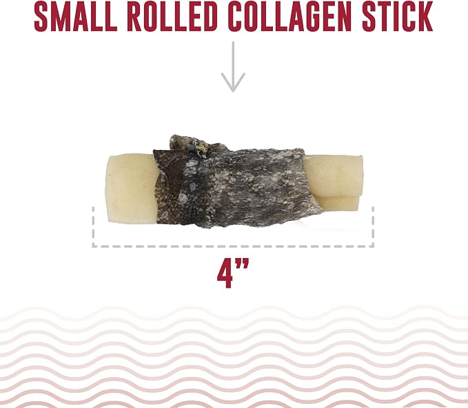 Icelandic+ Rolled Collagen Stick: Beef & Cod Skin - 4" Dog Crew Treat, Hand-Wrapped Fish, 2 Ingredient Pet Snacks, Dental Health, Rawhide Alternative