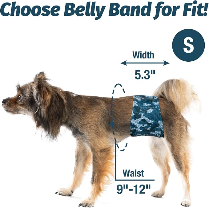Pet Soft Dog Belly Band - 3 Packs Reusable Dog Diapers Male Doggy Diapers Wraps - Washable Dogs Belly Bands for Male Dogs (Army, S)