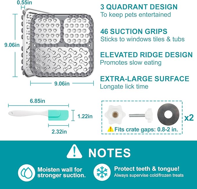 Stainless Steel Lick Mat for Dogs & Cats, Dog Lick Mat with Suction Cups & Crate Mount, Chew-Proof Slow Feeder with 3 Textured Zones for Calm Feeding & Anxiety Relief [1Pack]