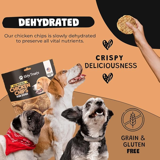 Chicken Chips 12 oz, Dehydrated Chicken Dog Treats, All Natural, Single Ingredient, USA Made, for Small to Large Dogs