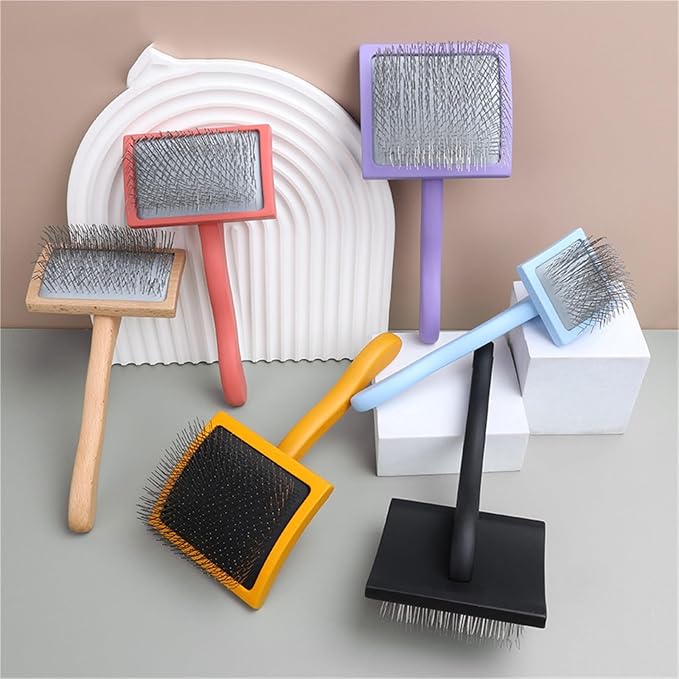 Professional Pet Grooming Brush - Long Handle Hair Remover for Dogs, Reusable Deshedding Rake(Purple)