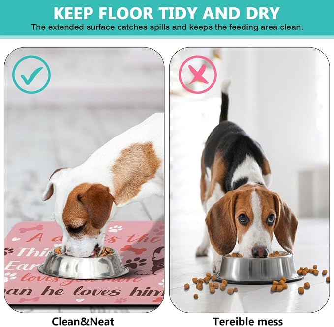 Pet Feeding Mat for Floors Waterproof Dog Mat for Food and Water Absorbent Quick Dry Non Slip mat for Cat Bowls