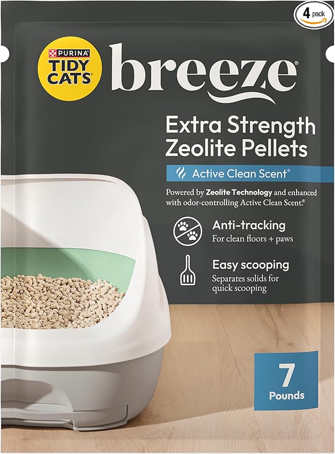 Purina Tidy Cats Scented Litter Pellets, Breeze Enhanced Refill Litter Pellets in Recyclable Box - (4) 7 lb. Bags