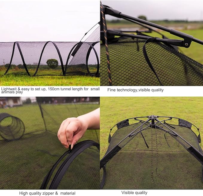 3 in 1 Portable Cat Playpen Outdoor Enclosures-Pop-uped Visual Net Pet Play Tent Tunnels Compound House for Cat Puppy Rabbit Small Animals-Large