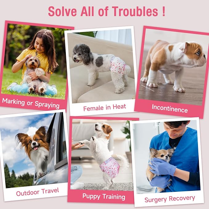Pet Soft Disposable Dog Diapers - Female Dog Diapers with Adjustable Foam Tail Hole, Ultra Protection Puppy & Cat Diapers Wetness Indicator for Dogs in Heat or Incontinence,20pcs (XS,Red)